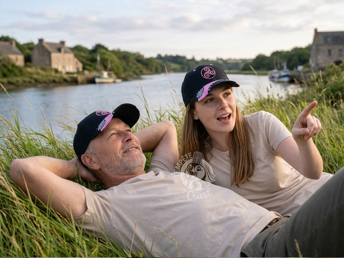 Casquette bretonne Triskell Hermines Bleu marine/Rose - Erquy – Image 3