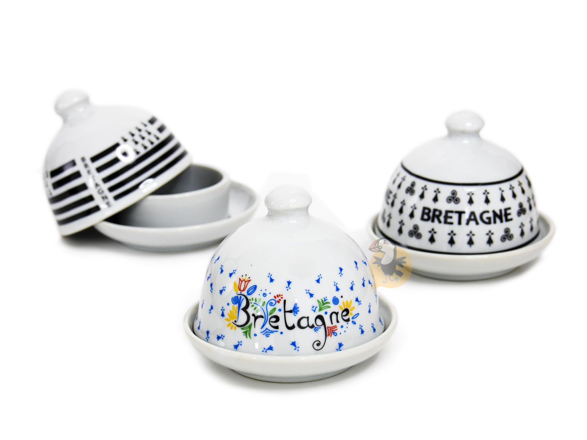 Beurrier Français En Céramique 250g - Cloche à Beurre Avec Couvercle, Bleu Vintage - Conservation Du Beurre Frais Et Tartinable - Lave-vaisselle Safe, Sans Plomb