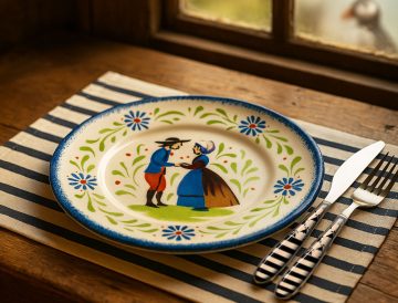 Assiettes bretonnes et couverts