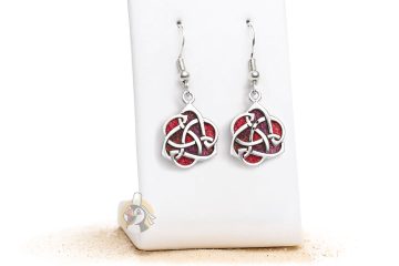Boucles d'oreilles Noeuds celtiques émail rouge