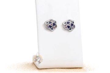 Clous d'oreilles Noeuds celtiques Pourpre / Lilas – Email et Plaqué rhodium