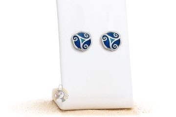 Clous d'oreilles Triskell bleu – Email et Plaqué rhodium