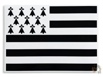 Grand autocollant drapeau breton Gwenn ha du - 21 x 29.7 cm