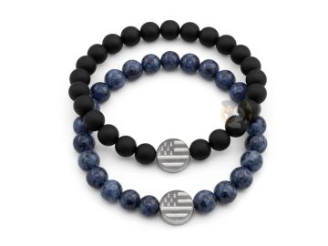 Bracelet Bretagne perles et médaillon acier inoxydable Drapeau breton