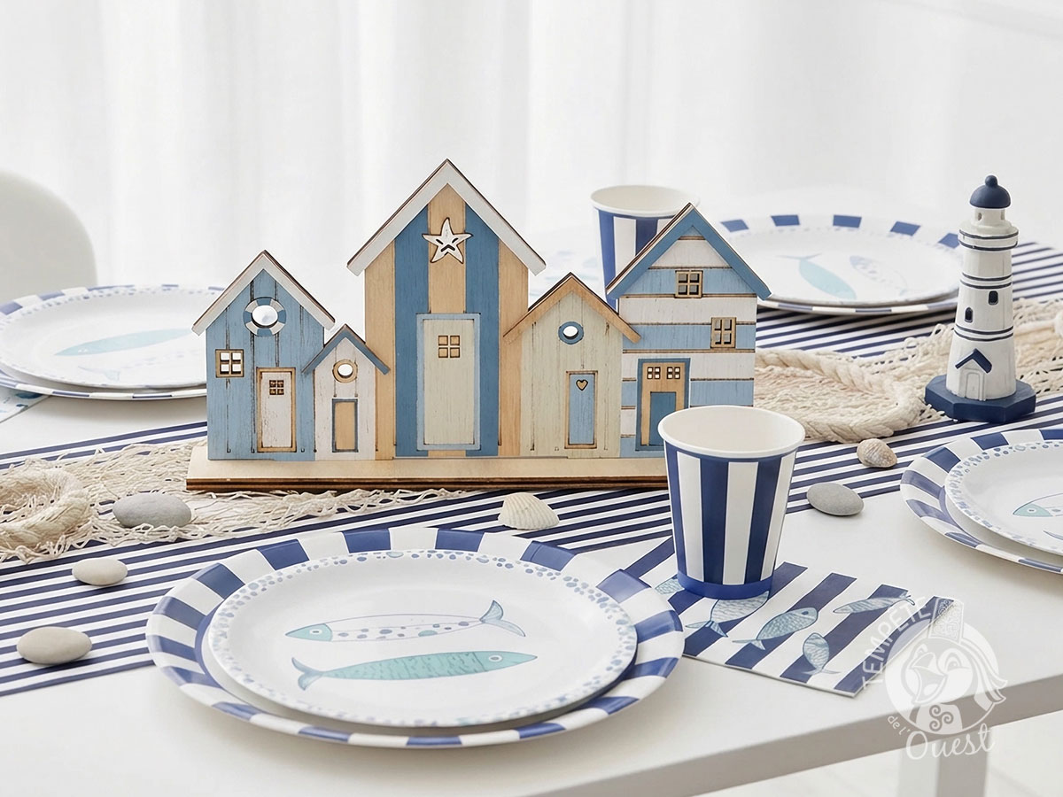 Centre de table cabines de plage en bois – Décoration bord de mer – Image 5