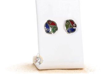 Clous d'oreilles Triskell tricolore – Email et Plaqué rhodium