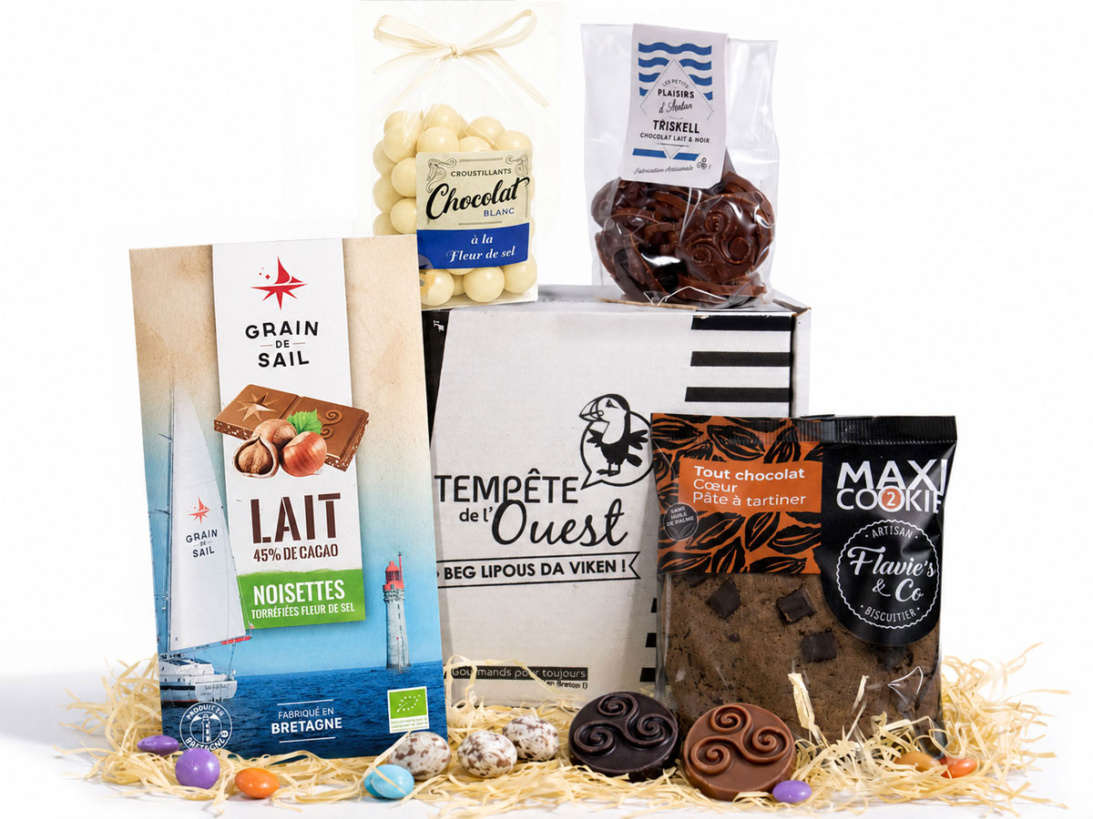 Coffret panier garni - Chocolats et douceurs de Bretagne