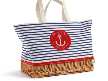 PROMO -50% ! Panier cabas en osier XL La vie est Belle en bord de Mer