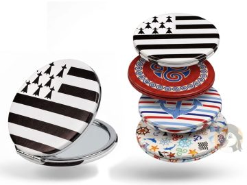 Miroir de poche breton double - 4 décors au choix