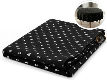 Nappe bretonne en coton Triskell et Hermines - Ronde 140x140 cm