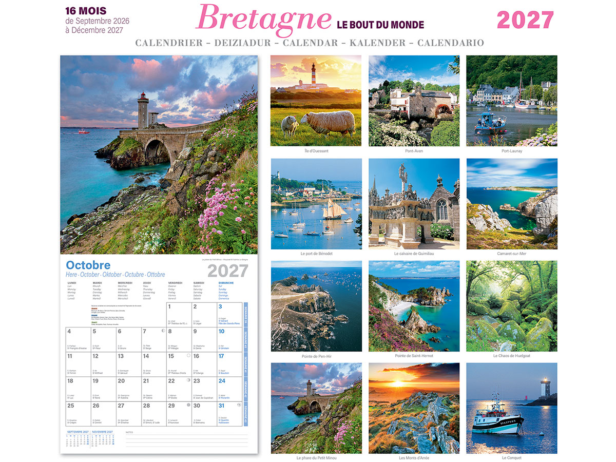 COLLECTION 2027 ! Calendrier 2026/2027 breton Bretagne 16 mois - 30 x 30 cm – Image 8