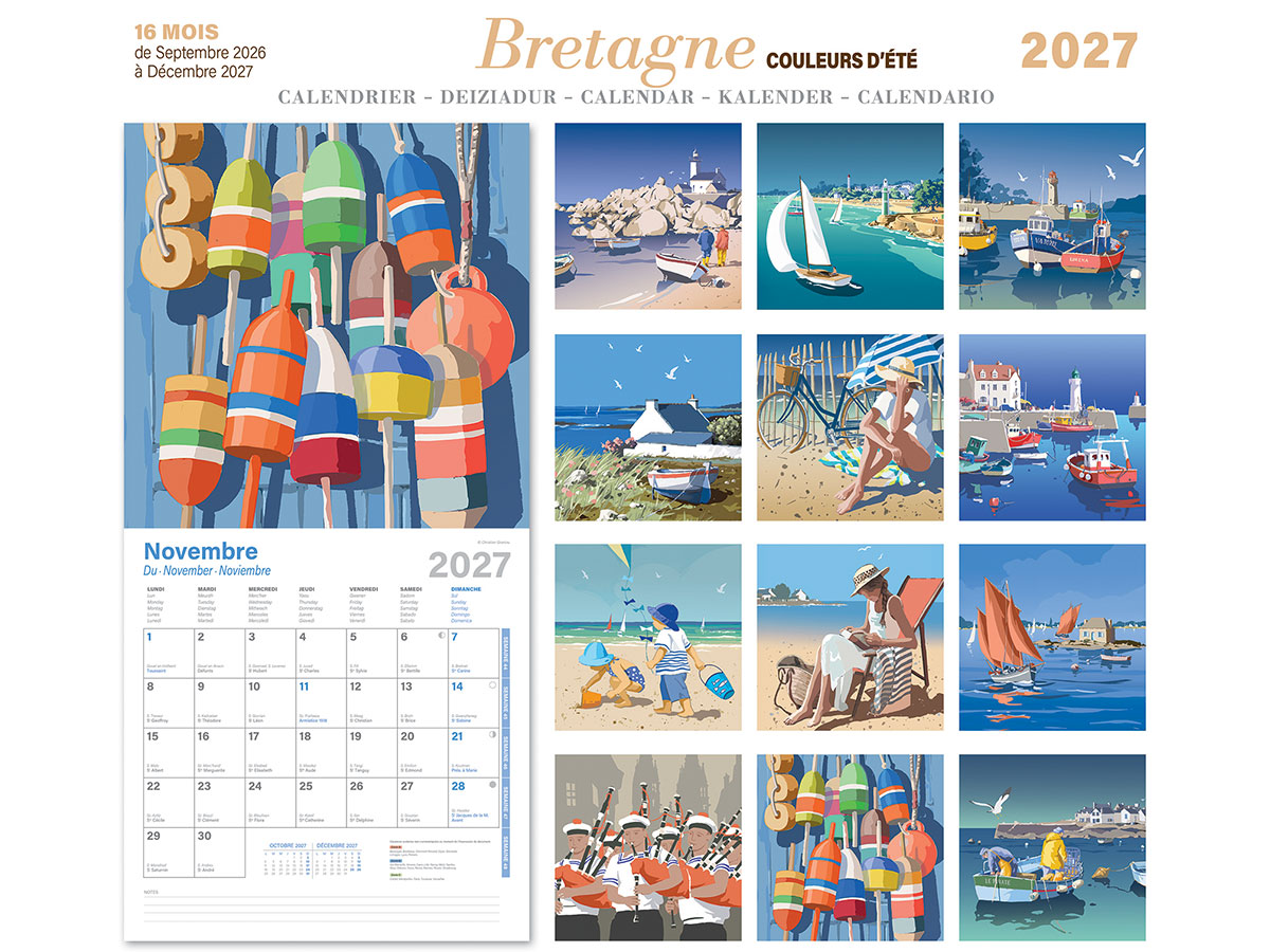 COLLECTION 2027 ! Calendrier 2026/2027 breton Bretagne 16 mois - 30 x 30 cm – Image 6
