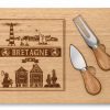 Plateau à fromage en bois 28 x 20 cm + 2 couteaux - Bretagne