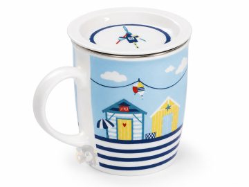 Alternative view of BON PLAN ! Mug Tasse infuseur / Tisanière avec couvercle et filtre - Marinière La Mer