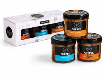 Trio de crêpes gourmandes en verrines Rhum Vanille, Cointreau et Calvados Cannelle