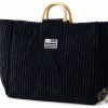 Grand sac drapeau breton en velours côtelé et anses en rotin