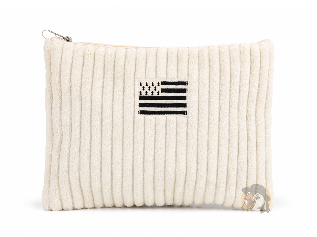 Pochette / Trousse velours Drapeau Breton 24 x 18 cm