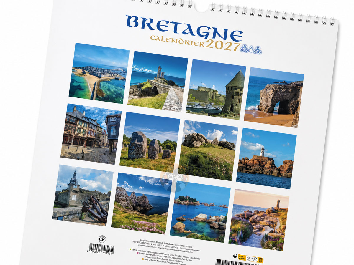 COLLECTION 2027 ! Calendrier 2026/2027 Bretagne 16 mois - 30 x 30 cm – Image 3