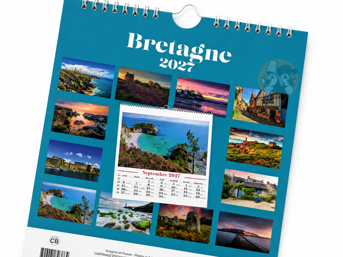 Calendrier chevalet breton Bretagne 2027 12 mois – 16 x 16 cm – Image 3