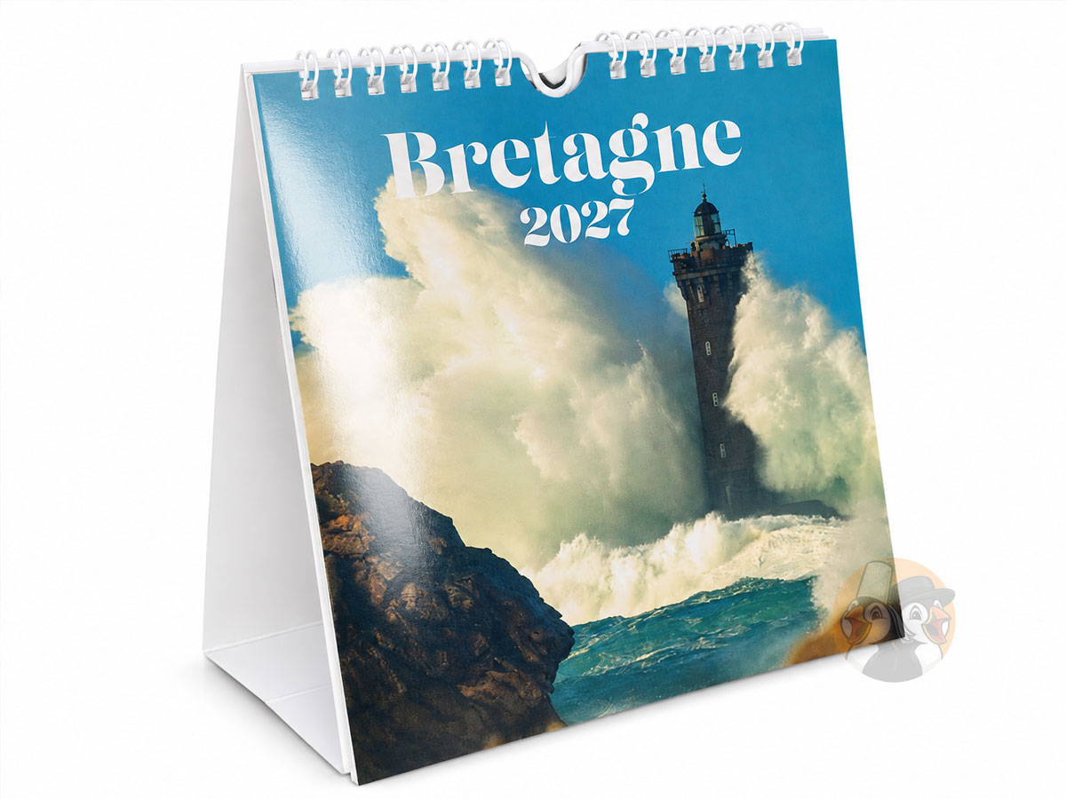 Calendrier chevalet breton Bretagne 2027 12 mois – 16 x 16 cm