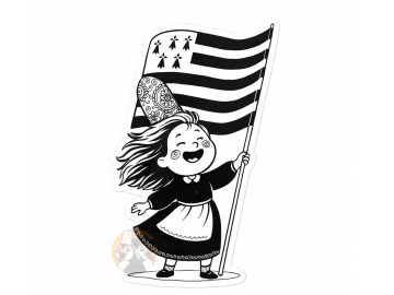 Sticker petite Bigoudène au drapeau breton