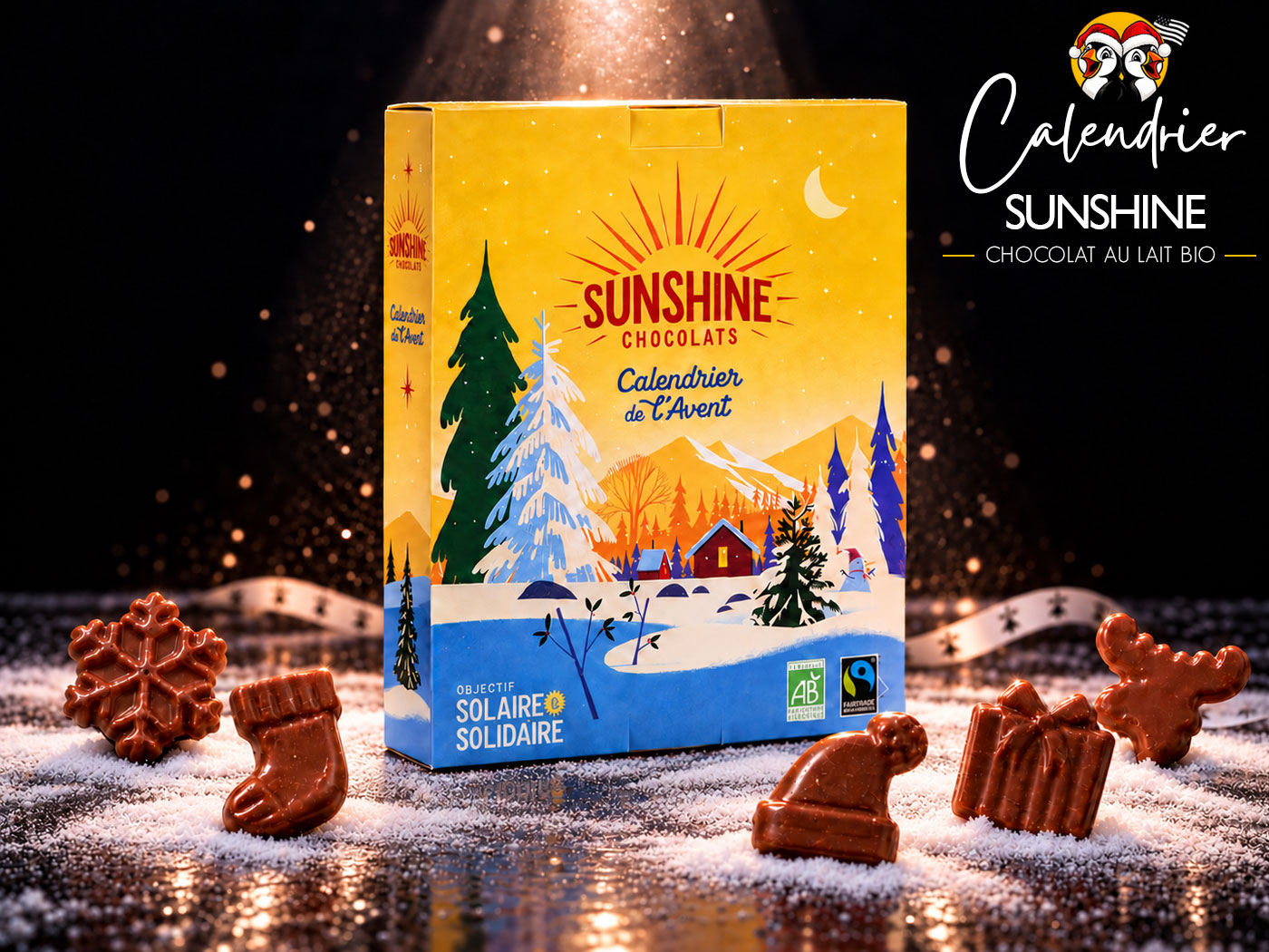 Calendrier de l'Avent Sunshine Chocolats - Chocolat au lait BIO & équitables