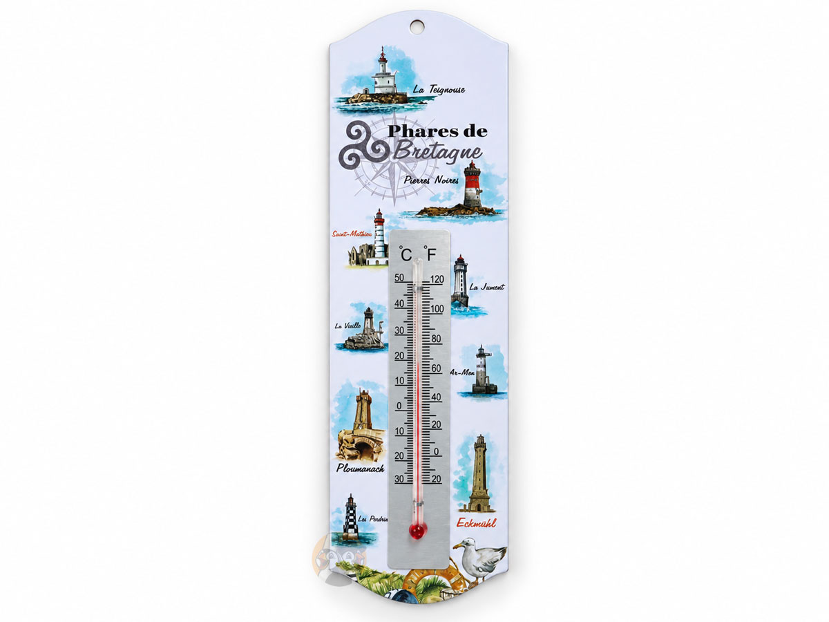 Thermomètre en métal Phares de Bretagne
