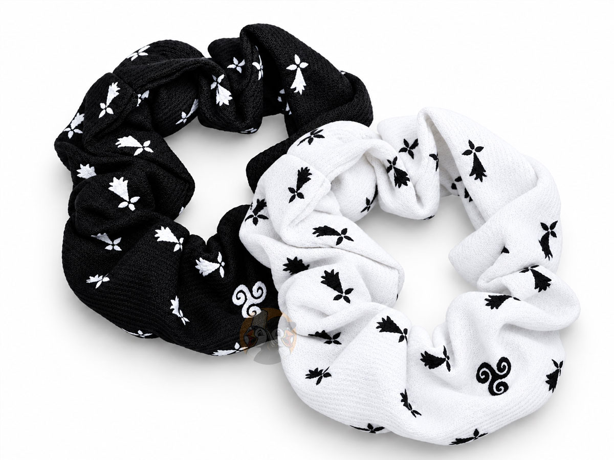 Chouchou Breton cheveux Triskells & Hermines - 2 coloris au choix