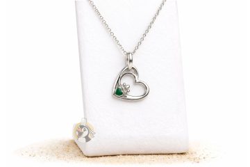 Collier cœur Claddagh en émail vert - Plaqué argent