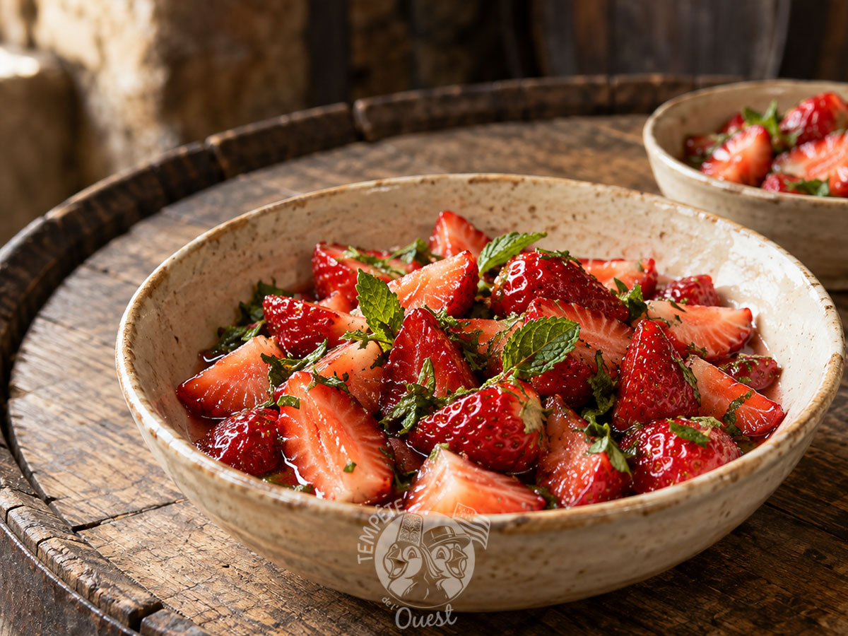Fraises au vinaigre de chouchen et à la menthe