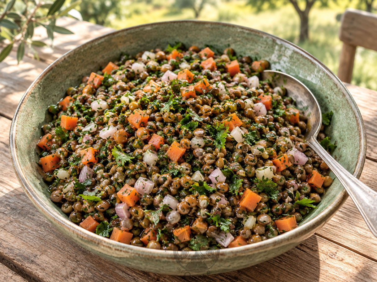 Lentilles tièdes aux échalotes et au vinaigre de cidre