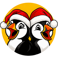 Nos deux macareux en bonnets de Noël